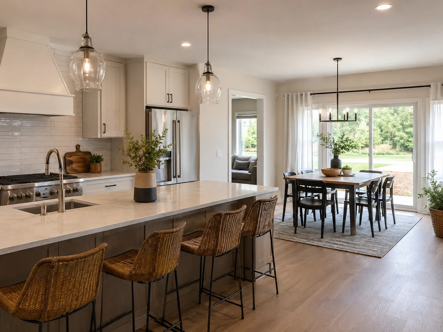 Kitchen Design sketches being discussed in a Fremont - CA home with finish boards and appliance plans