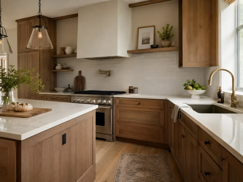 Kitchen Design in Berkeley - CA displayed as a designer reviews layout sketches beside cabinet samples